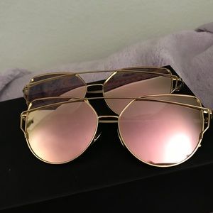 Cat Eye Rose Gold Mirror Sunglasses